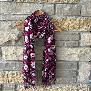 The Limited Maroon White Pink Navy Floral Scarf